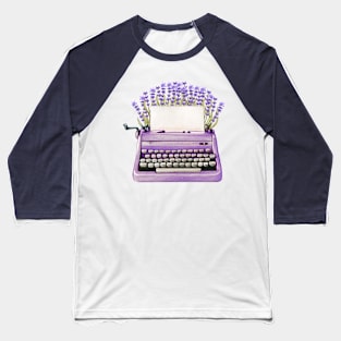 LILAC PURPLE VIOLET VINTAGE TYPEWRITER WITH FLOWERS Baseball T-Shirt